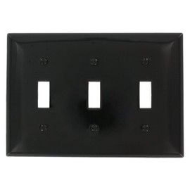 Leviton 3-Gang Toggle Device Switch Wallplate, Standard Size, Thermoplastic Nylon, Device Mount, 1-Pack, 80711-E, Black
