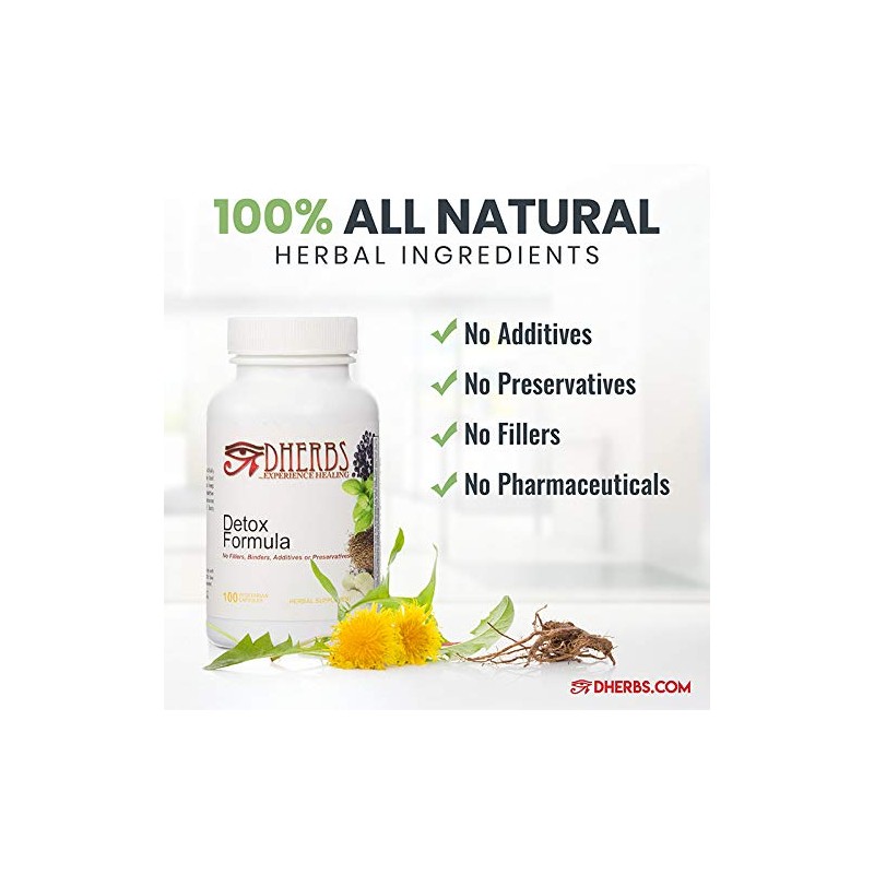 Detox Formula Supplement, Herbal Body Cleanse with Dandelion Root (100