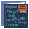 Nephew 13th Happy Birthday Card - Dirty Denim Design -