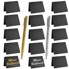 Mini Chalkboard Set, 15 Pieces Mini Chalkboards for Labelling, Chalkboard Signs Small, Chalkboards for Buffet, with 2 Pens for Bakery, Cafe, Wedding Table, Party Table Decoration 10 x 7.6 cm