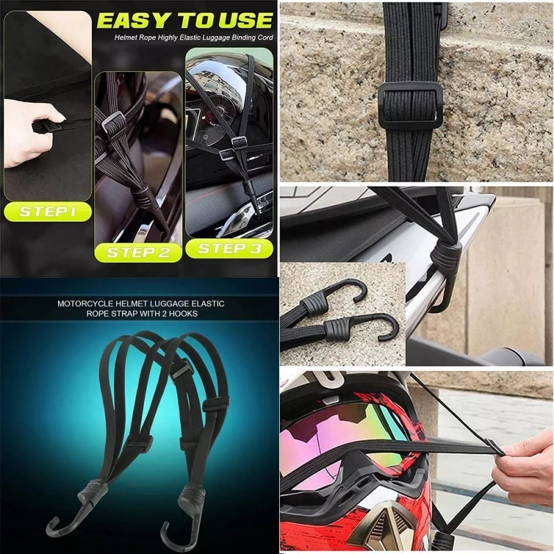 Redes Malla Moto Sujetar Casco Portabulto Cuerda Gancho 3pcs