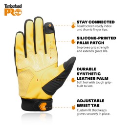 Timberland PRO Men's All Weather Insulated Work Gloves - Waterproof Breathable Insert - Stretch Nylon Rip-Stop Back Hand - Reinforced Palm Grip - Touchscreen Compatible, Black Wheat, Medium