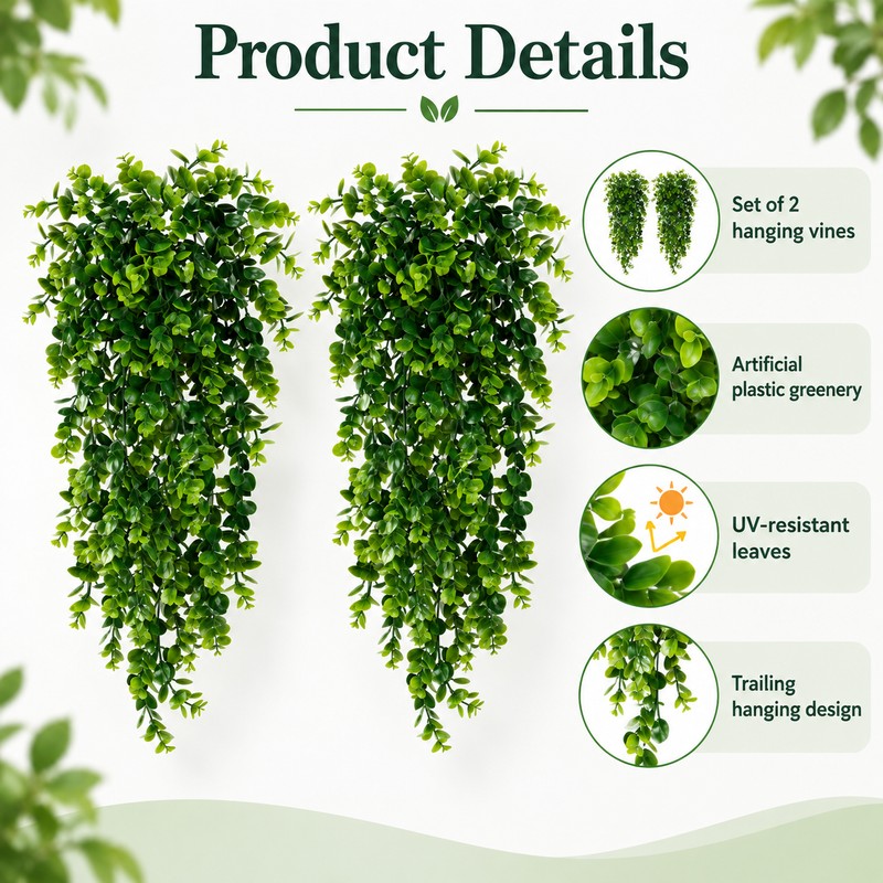 Artificial Hanging Eucalyptus Vine for Home & Events – UV-Resistant