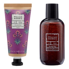 William Morris At Home Beautiful Sleep, Wind Down Ritual Of Refining Body Wash 100ml and Magnesium Body Cream 50ml, Travel Size and Vegan Friendly, Beauty Gift For Her, Christmas Stocking Filler