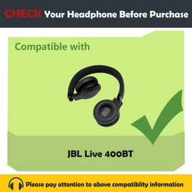 Live 400BT Earpads Cushion Replacement for JBL Live 400BT Headphone Ear Cushions with Protein Leather and Memory Foam