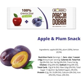 Be Now! Healthy Fruit Bars - Apple & Plum (24 Pack) 100% Organic Fruit Snacks for Kids and Adults - Sugar Free Snacks, Vegan, Non-GMO, Gluten-Free Snacks, Fruit Snacks.