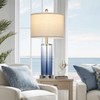 26" Coastal Blue Glass Table Lamps Set of 2, 3-Way