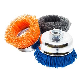Benchmark Abrasives 3” Nylon Wire Wheel Cup Brush with 5/8"-11 Female Thread, Perfect for Rust or Paint Removal, Sanding, Polishing, Scrubbing, Heavy Grout Removal - (Gray)