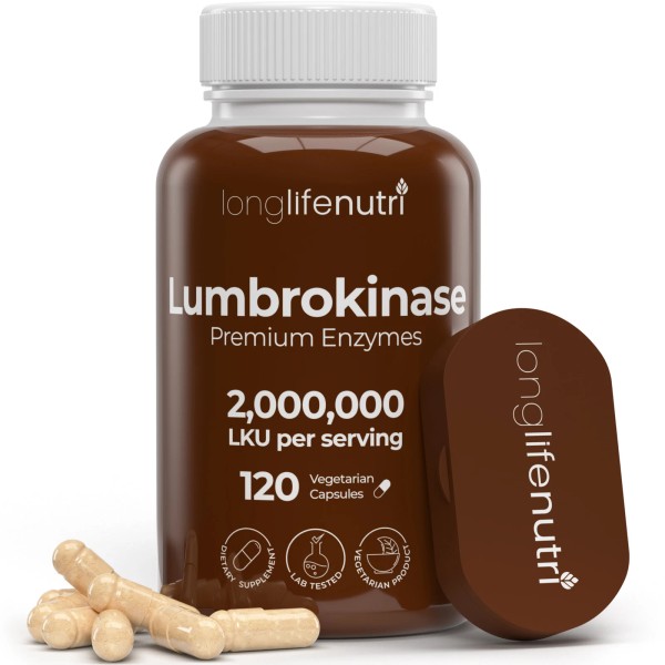 LongLifeNutri Lumbrokinase 100mg – Maximum Activity 2,000,000 Units Per Serving