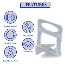 100PCS 2mm Plastic Tile Levelling Spacers, Floor & Wall Tile Levelling System Clips, DIY Tile Leveller Spacers for Ceramic Tile and Stone Installation