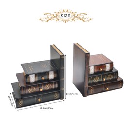 Bookends Vintage Decorative Book Organizer Wooden False Book Shelf Tidy Bookends for Office, Library or Study (311)