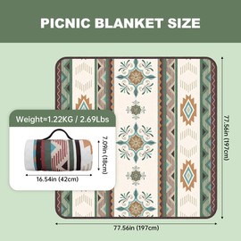 TlaroRiz 77.56"×77.56" Large Picnic Blankets Waterproof Picnic Mat Foldable Picnic Blanket for 4 to 6 Adults 3-Layer Outdoor Blanket for Camping, Park, Beach, Grass