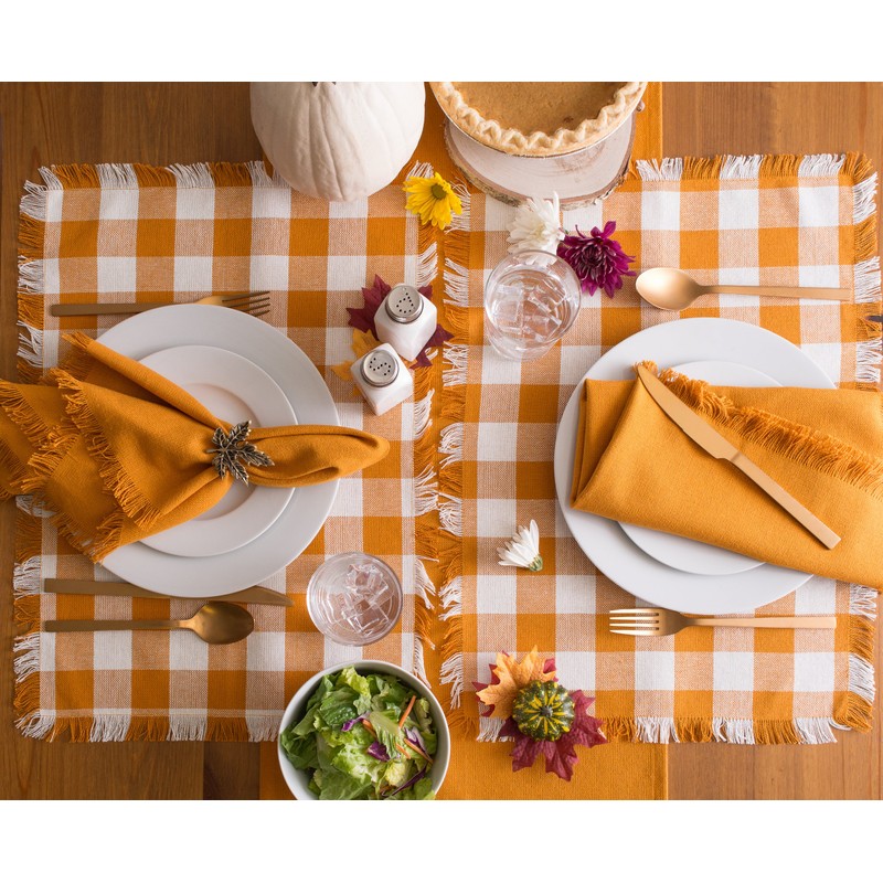 DII Camino de Mesa, Mantel Individual, Pumpkin Spice Checker, Placemat,