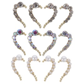 TOVINANNA 12pcs Heart Shaped Nail Rhinestones Manicure Charms Metal Studs DIY Nail Art Decoration for Stylish Creative Designs Luster for Parties and Weddings