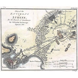 Historic Map : Bocage Map of The City of Athens in Ancient Greece, 1784, Vintage Wall Art : 30in x 24in