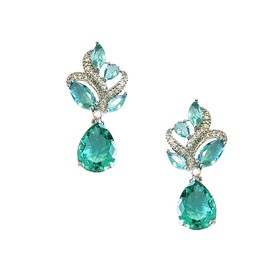 arete colgantes de plata estilo retro Art Deco estilo Gatsby aguamarina, color azul claro con diamantes de imitación, pera, boda, dama de honor, vidrio de diamantes de, Circonia cúbica