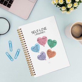 VNWEK Self Love Languages Mental Health Self Care Spiral Notebook Journal 5.5 x 8.3 inches,Psychology Lined Hardcover Spiral Notebook,Mental Health Awareness Gifts