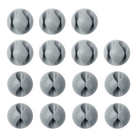 URAQT Cable Clips Holders, 15pcs Cable Clip Organizer Mini Cable Tidy Clips, Desktop Cord Holder Organiser, Charging Cord Cable Management for Home, Office, Car and Desk, Grey