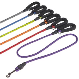 BEAUTYZOO Heavy Duty Rope Dog Leash 6 Pack, 5FT Nylon Pet Leash with Reflective Thread, Soft Padded Handle Thick Lead Leash for Large Medium Dogs Small Puppy