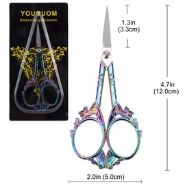 YOUGUOM Sewing Embroidery Scissors – Small Vintage Sharp Detail Shears for Craft, Artwork, Needlework Yarn, Handicraft DIY Tool, Thread Snips, 4.7in Rainbow Butterfly Style