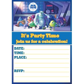 NATURAL BEHAVIOUR 20x Monsters inc Birthday Invitations and Envelopes – Fill-in Happy Birthday Party Invitations for Kids, 6X4 Inches, Postcard Style