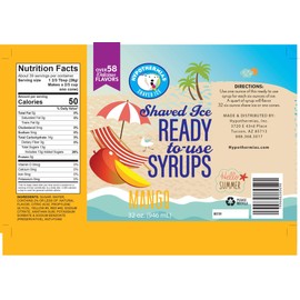 Mango Hawaiian 🍧 Snow Cone Syrup | soda stream. slushie icee flavors syrup 🌺 coffee ☕️ cocktail flavors 🍹 Made with 100% Pure Cane Sugar, NO CORN SYRUP 🚫 🌽 Ready to Use Quart (32 Fl Oz)