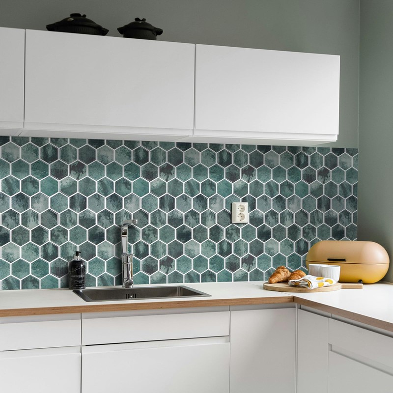 WalDecoo 10-Sheet Hexagon Peel and Stick Backsplash for Kitchen, New