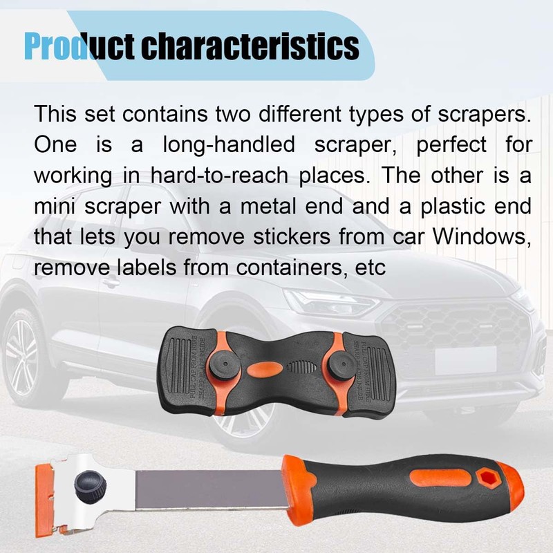 2PCS Razor Blade Scraper, Multi-Purpose Glass Scraper with 10 Plastic