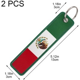 2 Llaveros con Bandera De México, Etiqueta Patriótica con Bandera del País para Llaves De Coche O Motocicleta.