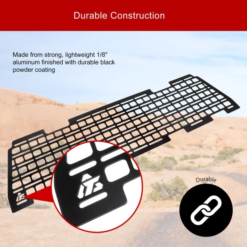 Tusk Aluminum MOLLE Panel Rear Window Rack for Polaris RZR