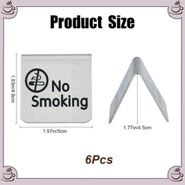 craspire Pack of 6 No Smoking Sign Made of Stainless Steel Metal Warning No Smoking Desk Logo Display Signs Double-Sided Table Stand for Hotels Hospitals Restaurants Offices Clubs