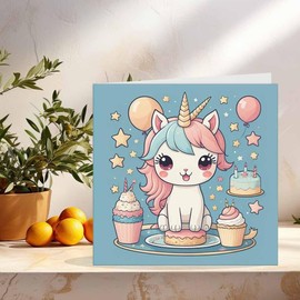 Cute Unicorn Birthday Card Children's Happy Birthday Cards for Kids 145 x 145mm
