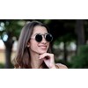 Ultra Silver Frame Black Lenses Flip Up Round Steampunk Sunglasses
