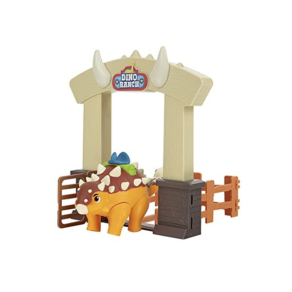 DINO RANCH Action Pack Featuring Ankylosaurus - 4 Fence Pieces to Connect- Four Styles to Collect - Toys for Kids Featuring Your Favourite Pre-Westoric Ranchers