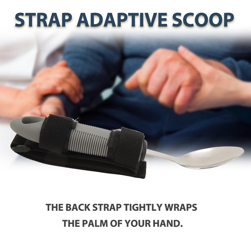 Strap Adaptive Scoop Stainless Steel Wavy Shape Handle Cuff Eating