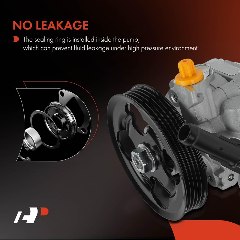 A-Premium Power Steering Pump, with 5-Groove Pulley & Hose Barb,