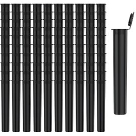 116mm Tubes Black King Size Tube with Pop Top Open Cap (100 Pack), Child Resistant Plastic Vials Waterproof Container Squeeze Bottles with Caps BPA Free
