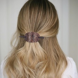 NICENEEDED Pack of 3 Leather Hair Clips with Rod Oval Hair Clip with Ponytail Holder Stylish Bun Holder