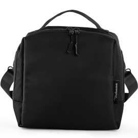 Modaniam insulated Lunch Bags for Women, Men, Adults| Lunch Box For Work, College, Office,Picnic| Modern |Trendy |Stylish|Premium (Trendzy-Solid -Small -Black - Nylon - Cross body or Hand Held)