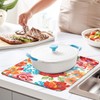 Floral Spring Dish Drying Mat for Kitchen Counter 16''x18''Microfiber Absorbent