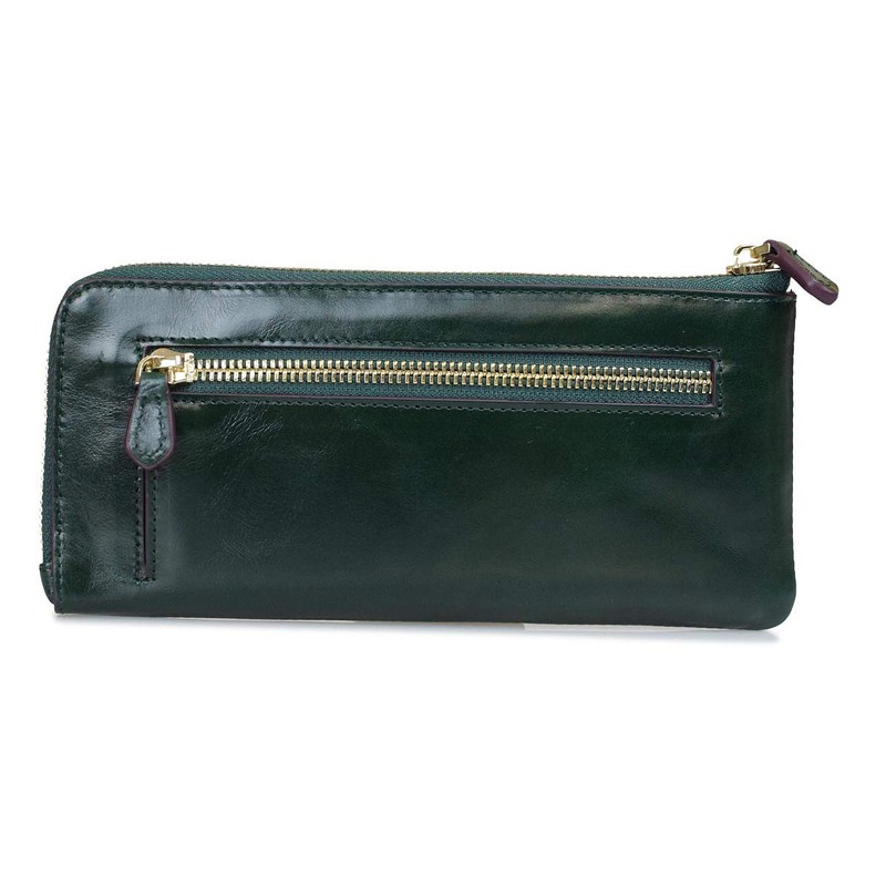 Balcos Women's L-Shaped Long Wallet, Lola Wallet, Genuine Leather, Zipper,