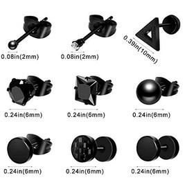 ACEmedia 15 Pairs Steel Cartilage Earrings Set Earrings for Men Black Dainty Helix Earrings Men Earrings Stainless Steel Stud Earrings Set for Men WomenJewelry Set Piercing Hoop Earrings