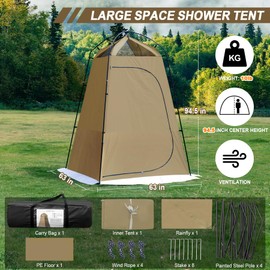 Camping Shower Tent, 7.9 FT Extra Tall Oversize Privacy Tent, Portable Outdoor Bathroom Toilet Tent with Floor, Easy Set Up Privacy Shelter for Dressing, Hiking, Fishing, UPF50+
