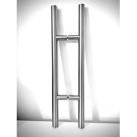 YPIN Hardware Stainless Steel Ladder Style Entry Door Pull Push Handle Shower Glass Door/Barn Door/Entrance Kitchen Interior Exterior Door (Brushed Nickel, 24 in)
