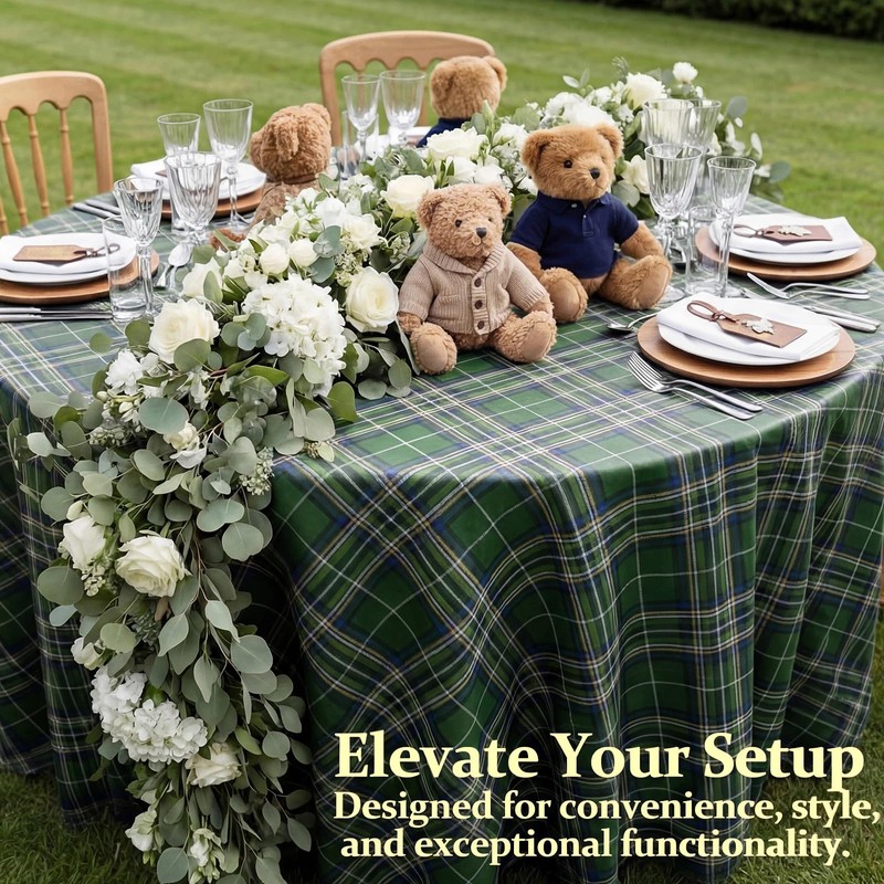 HunnmingRe 6 Pcs Green Blue Tartan Plaid Baby Shower Party