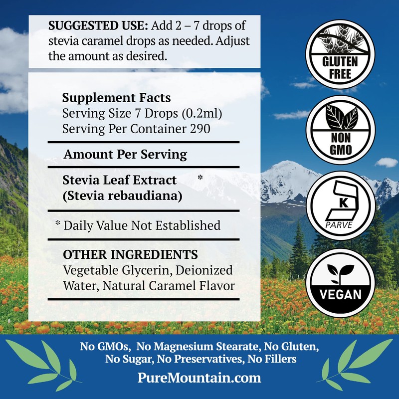 Caramel Stevia Liquid Drops Flavored with Natural Sweet Caramel |