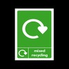 Mixed Recycling Plastic Sign - Environment/Reduce CO2 / Green World/Bins