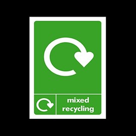 Mixed Recycling Plastic Sign - Environment/Reduce CO2 / Green World/Bins