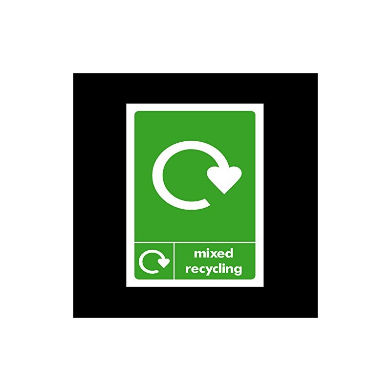 Mixed Recycling Plastic Sign - Environment/Reduce CO2 / Green World/Bins