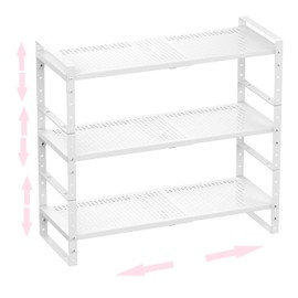 Asiingkel Multi-Functional Metal Shoe Rack, Space-Saving, Perfect for Entryway, Closet, Bathroom, etc. - Sturdy and Durable, High Weight Capacity（3PACKS/White/Large